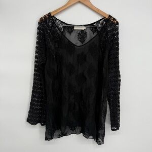 Johnny Was 4loveandliberty Black Silk Blouse Size M